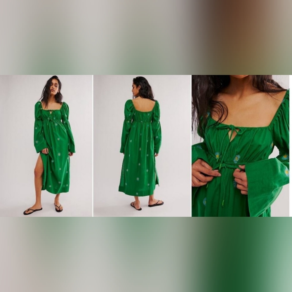Free People Emory Embroidered Midi Dress Size XS - Picture 3 of 15